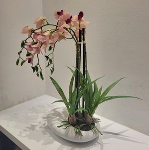 Real Touch Pink Orchids 21" High